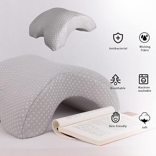 Miniatura 6 de ALEVMOOM Almohada para acurrucarse para parejas, con agujero para brazos, almohadas de hombro para adultos, para dormir de lado, antientumecimiento,
