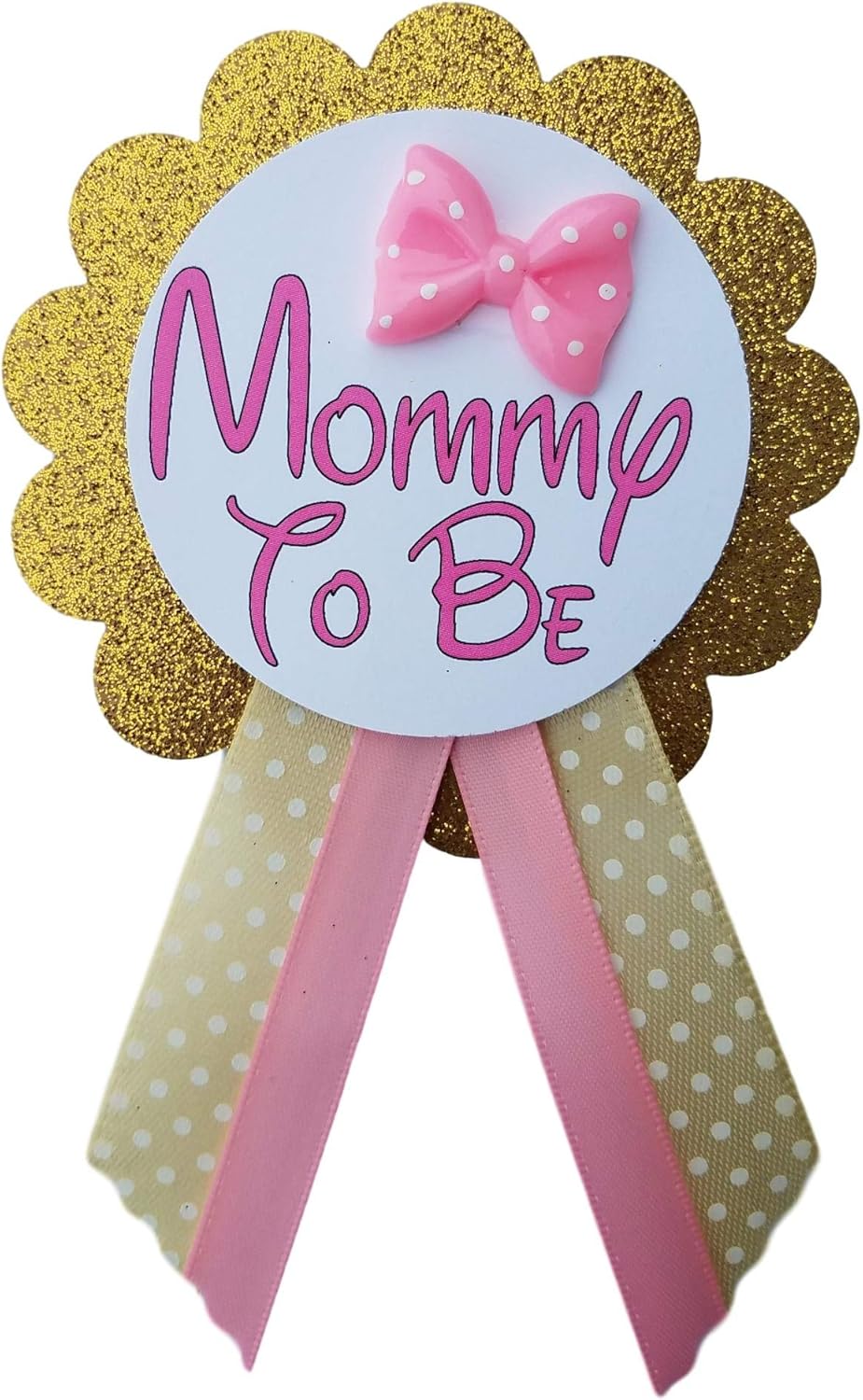 2 Mommy to Be & Daddy to Be Girl Baby Shower Pins for parents to wear, Pink & gold, bow ties or bows Baby Sprinkle