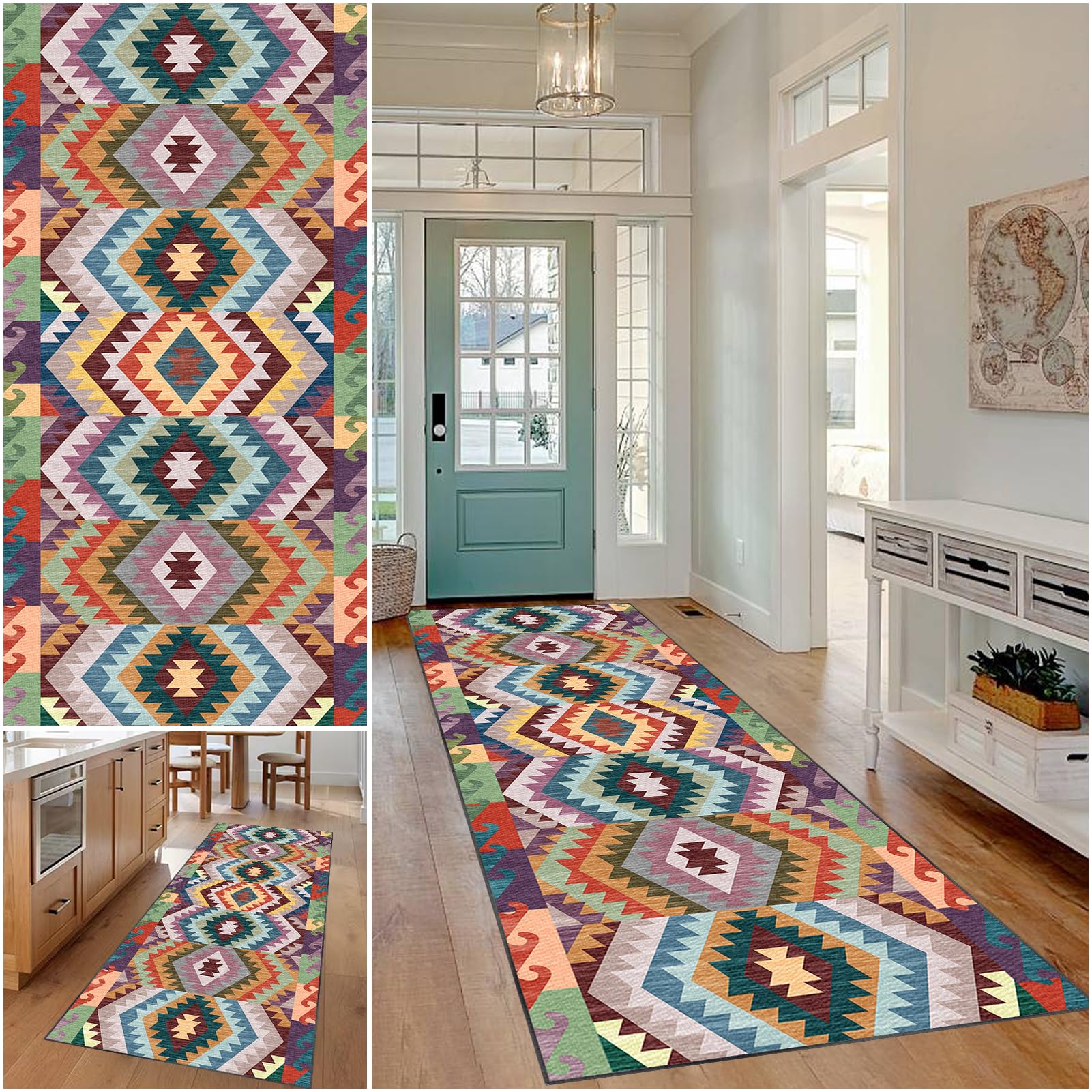Ruxevnsy 249A Runner Rug For Hallway 40 X 60 Cm Long Kitchen Rugs Non Slip Hall Runners Carpet Runners For Hallways Kitchen Carpet Runner Washable Heavy Duty Entrance Mat Rug Runner For Kitchen Hallway Living