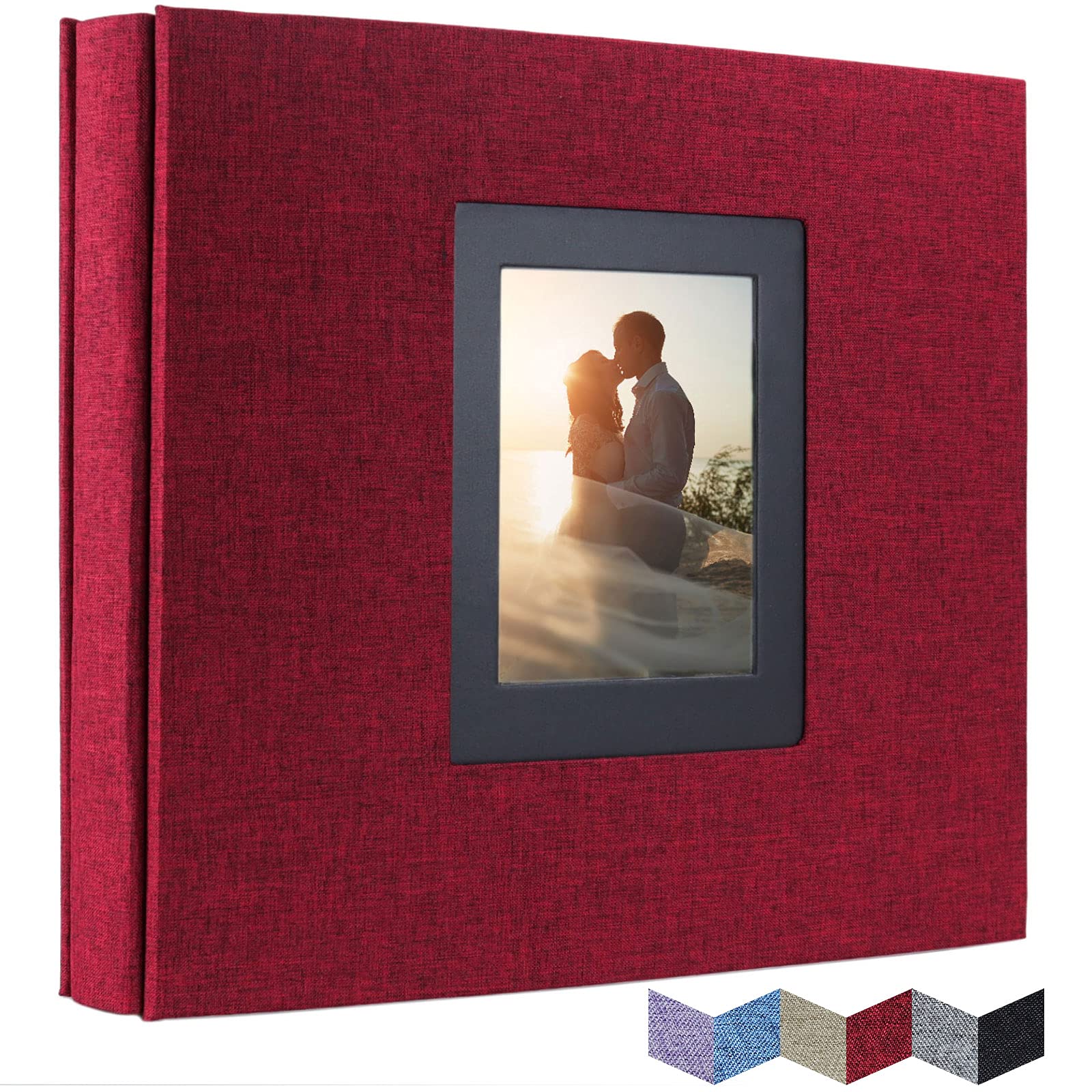 Vienrose 6x4 Photo Album for Photos, Linen Cover with Black Pages, Large Capacity Picture Album for 600 Photos, Wedding Photos, Family Memories Anniversary Keepsakes Photo Book Red, 600 Pockets