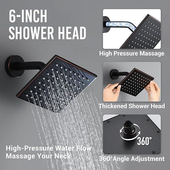 Thermostatic Dual Shower Head System Oil Rubbed Bronze Shower Faucet
