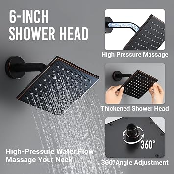 Thermostatic Dual Shower Head System Oil Rubbed Bronze Shower Faucet