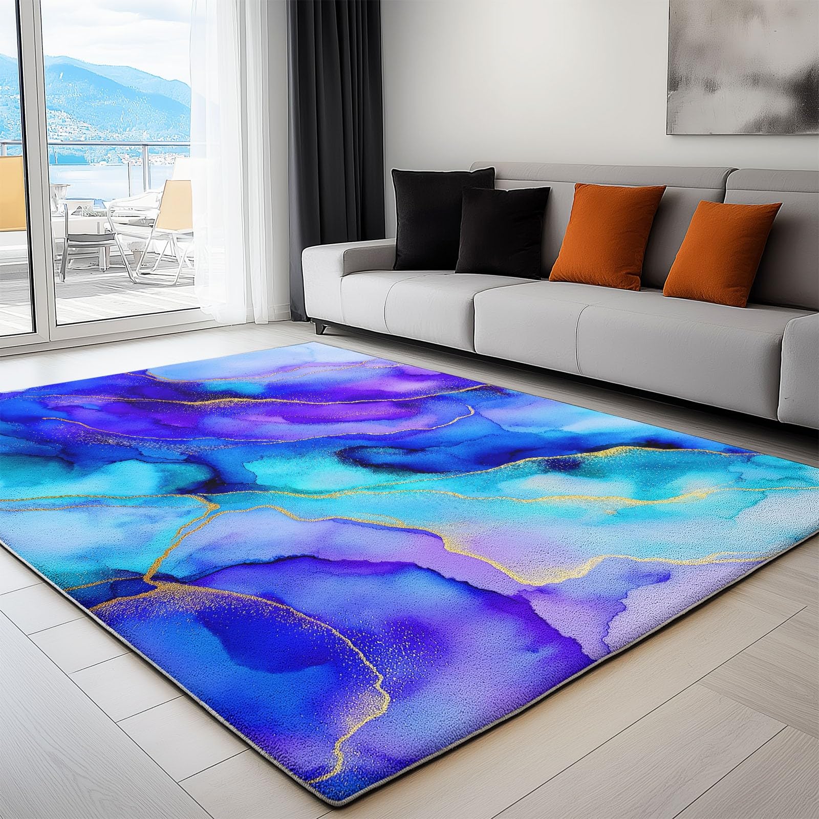 Alfombra para dormitorio infantil y salón con diseño vintage de acuarela