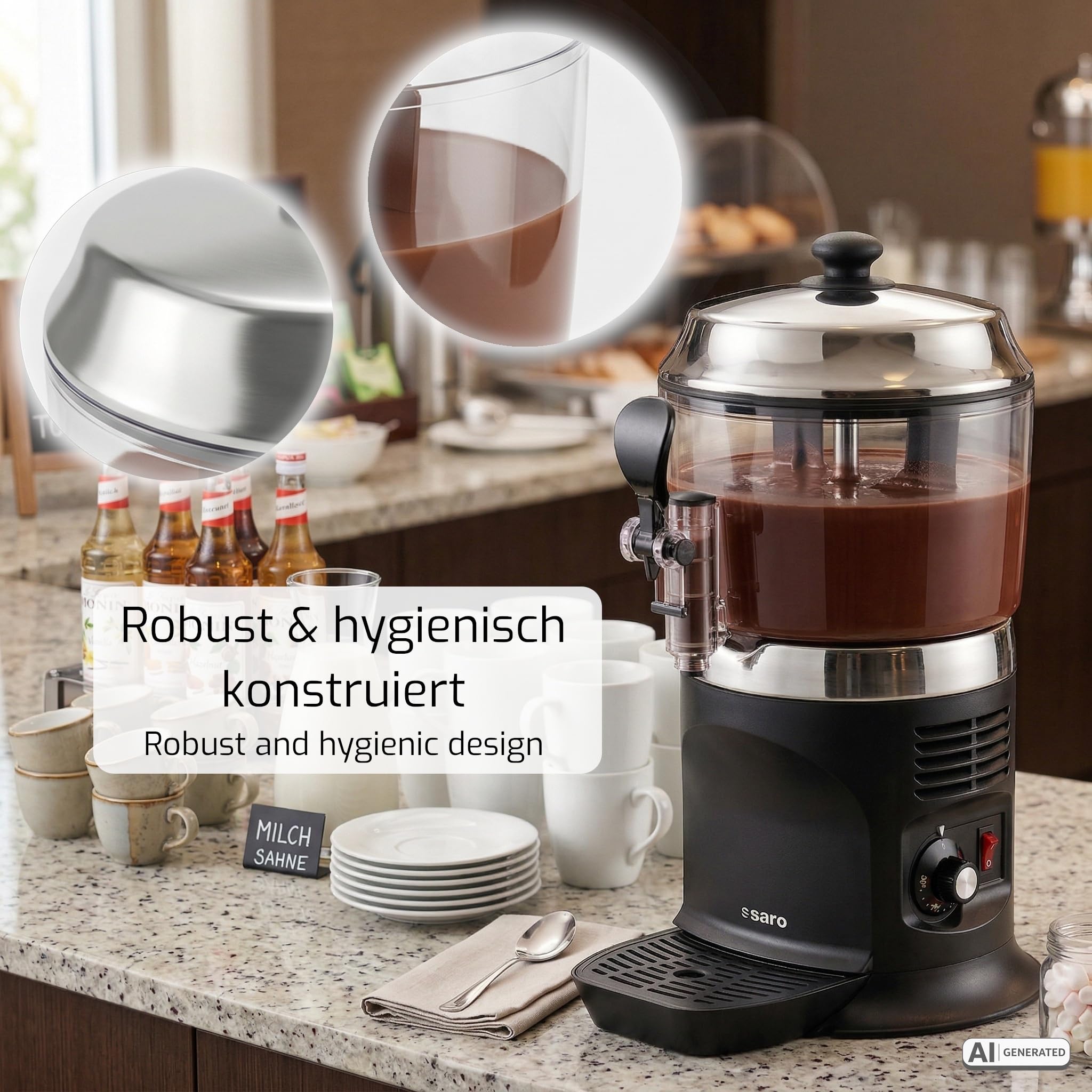 SARO Kakaodispenser 5 L Rührwerk Temperatur stufenlos einstellbar 230 V 1,1 kW Modell NINA