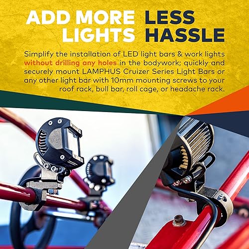 Miniatura 2 de Kits de abrazadera de barra de luz todoterreno ATV UTV 0.75"1"1.25" pulgadas barra horizontal aluminio 2 unidades Barra de toro UTV barra de rodillo