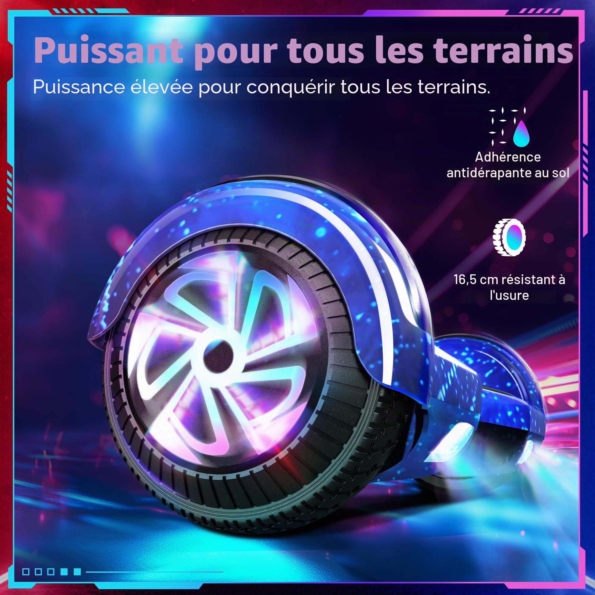 Trottinette électrique 6,5" avec Bluetooth & clignotants LED et moteurs Light-Up - Tout terrain pour garçons, filles, enfants, adolescents