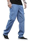 Men's Casual Denim Cargo Pants Jeans with Cargo Pockets