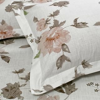 Huesland by Ahmedabad Cotton 144 TC Cotton Bedsheet for Double Bed King Size with 2 Pillow Covers | White, Dusty Rose & Du Price In India