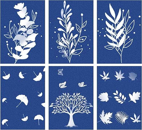 Miniatura 7 de Juego de 40 hojas de papel cianotipo A5 para impresión solar con 2 hojas acrílicas transparentes de alta sensibilidad, papel de dibujo solar natural