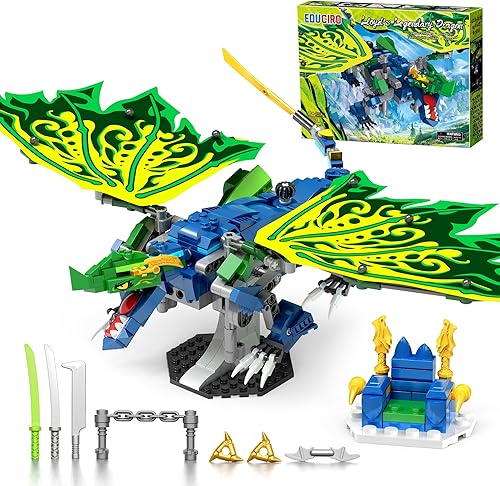 Miniatura 1 de Under the Baubles Juegos de construcción de dragón, juguetes de dragón legendario ninja para niños, juguetes de construcción con alas, armas,