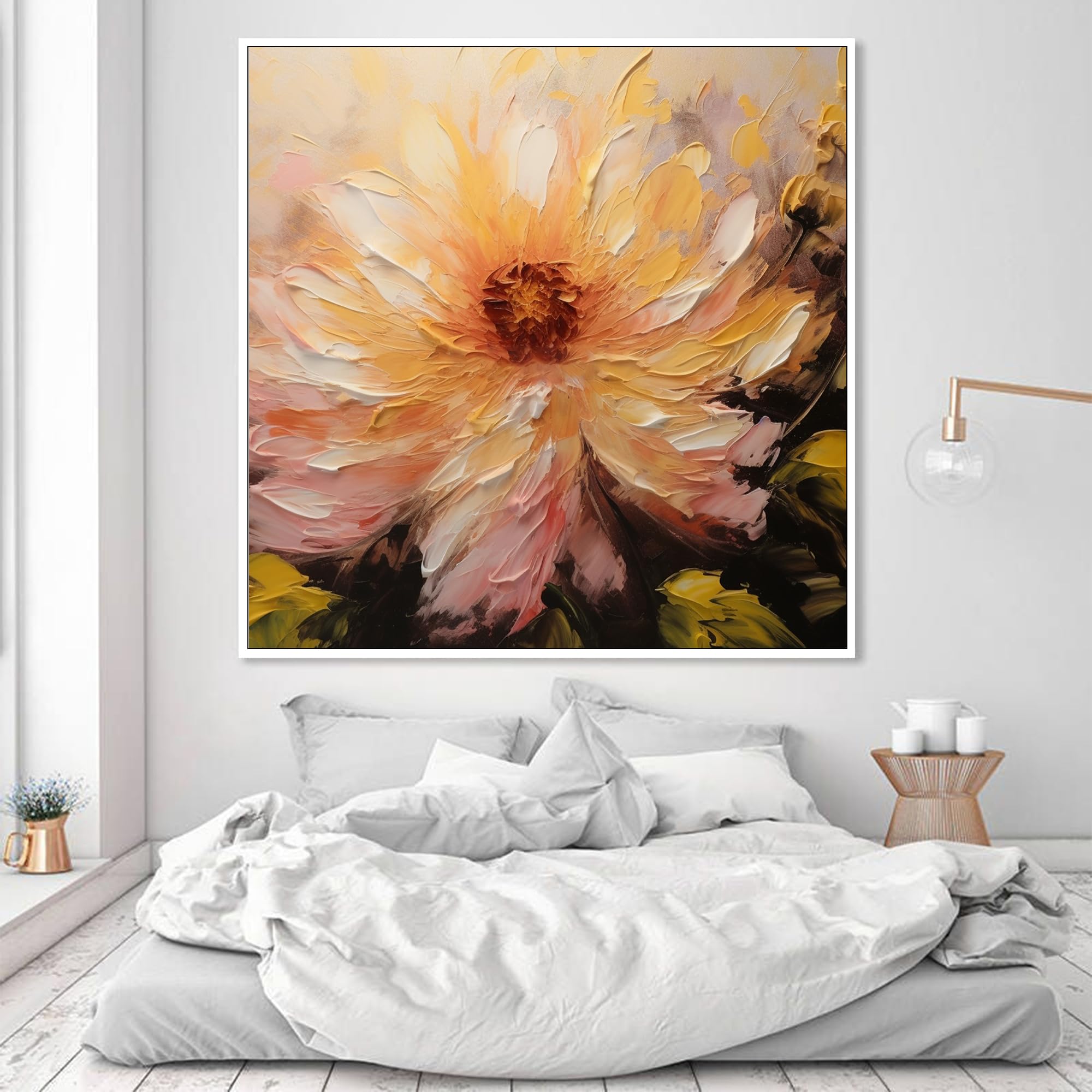 Amazon.com: 3D Original Yellow Blooming Flower Painting Canvas 3D