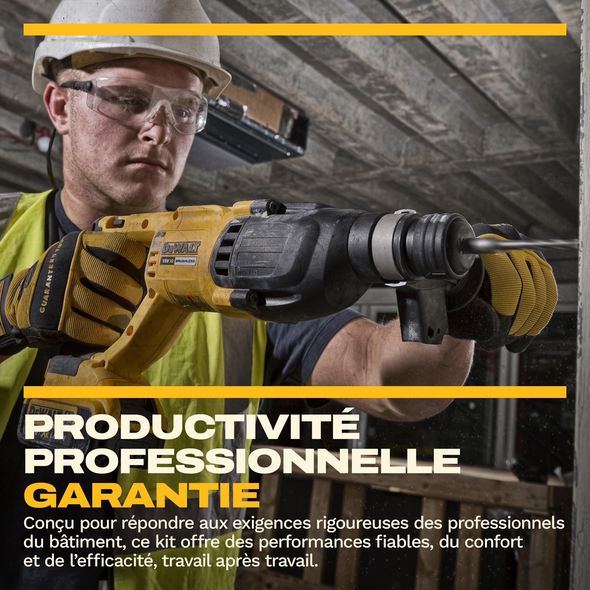 DEWALT Kit Combiné 18V 4 Outils (Perceuse à Percussion Compacte, Visseuse à Impact, Marteau Rotatif SDS-Plus 18V, Meuleuse d’Angle 125mm) avec 3 Batteries 4Ah dans Sac Souple, DCK424M3-QW