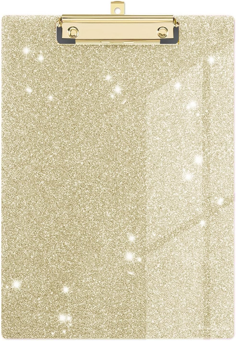 Glitter Acrylic Clipboard Decorative Standard A4 Letter Size 12.2" x 8.7", Fashion Bling Clip Boards with Designed Low Profile Gold Clip for Classroom Office - Light Gold