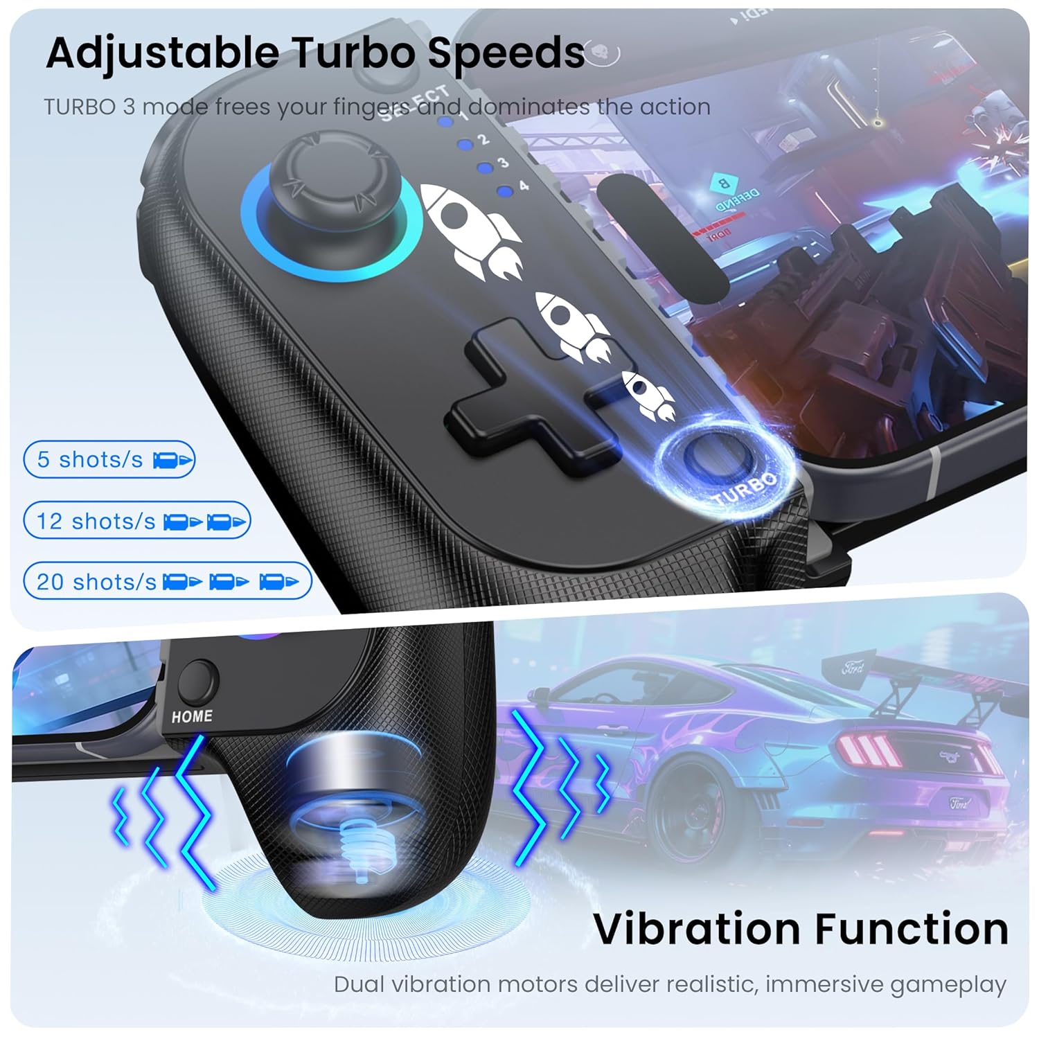 AXYBCOOL Wireless Mobile Controller for iPhone & Android - Hall Effect Joystick, No Drift - Compatible with Xbox Game Pass, Steam Link, Call of Duty, Roblox