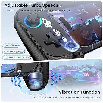 AXYBCOOL Wireless Mobile Game Controller for iPhone & Android - Hall Effect Joystick, Bluetooth 5.0 - Compatible with Xbox Game Pass, iOS - Includes Travel Case