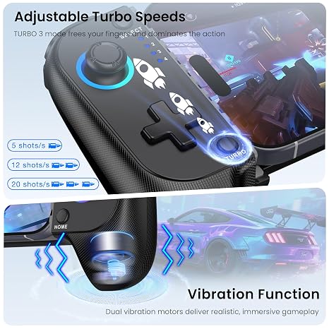AXYBCOOL Wireless Mobile Game Controller for iPhone & Android - Hall Effect Joystick, Bluetooth 5.0 - Compatible with Xbox Game Pass, iOS - Includes Travel Case
