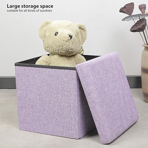 Miniatura 76 de B FSOBEIIALEO - Otomano plegable de piel sintética con almacenamiento Gris,Negro -,Negro 16.5"x12.6"x12.6",Azul,Marrón,Gris