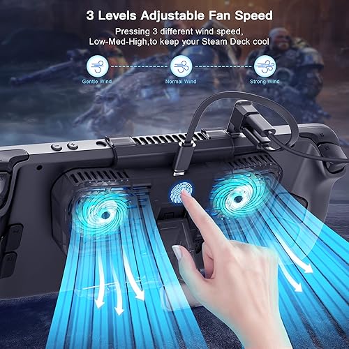 Miniatura 3 de RTTACRTT Ventilador de refrigeración 3 en 1 con soporte para cubierta de vapor compatible con cubierta de vapor modo OLED NSWNSW 3 modos de viento