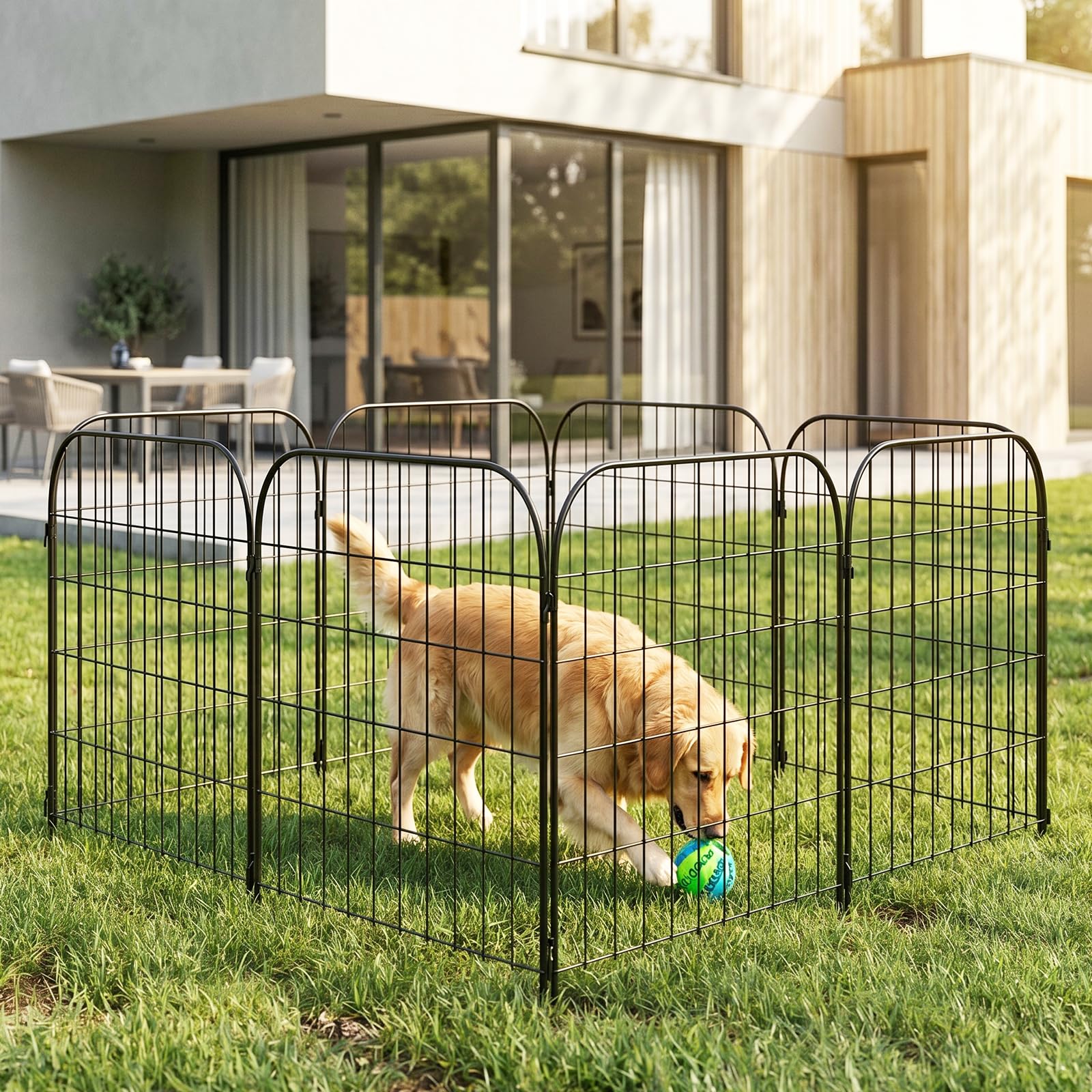 Thealyn Recinzione decorativa da giardino in metallo, 76 cm (altezza) x 56 cm (larghezza) in metallo antiruggine, 5 pannelli, recinzione senza scavo, per cani e patio