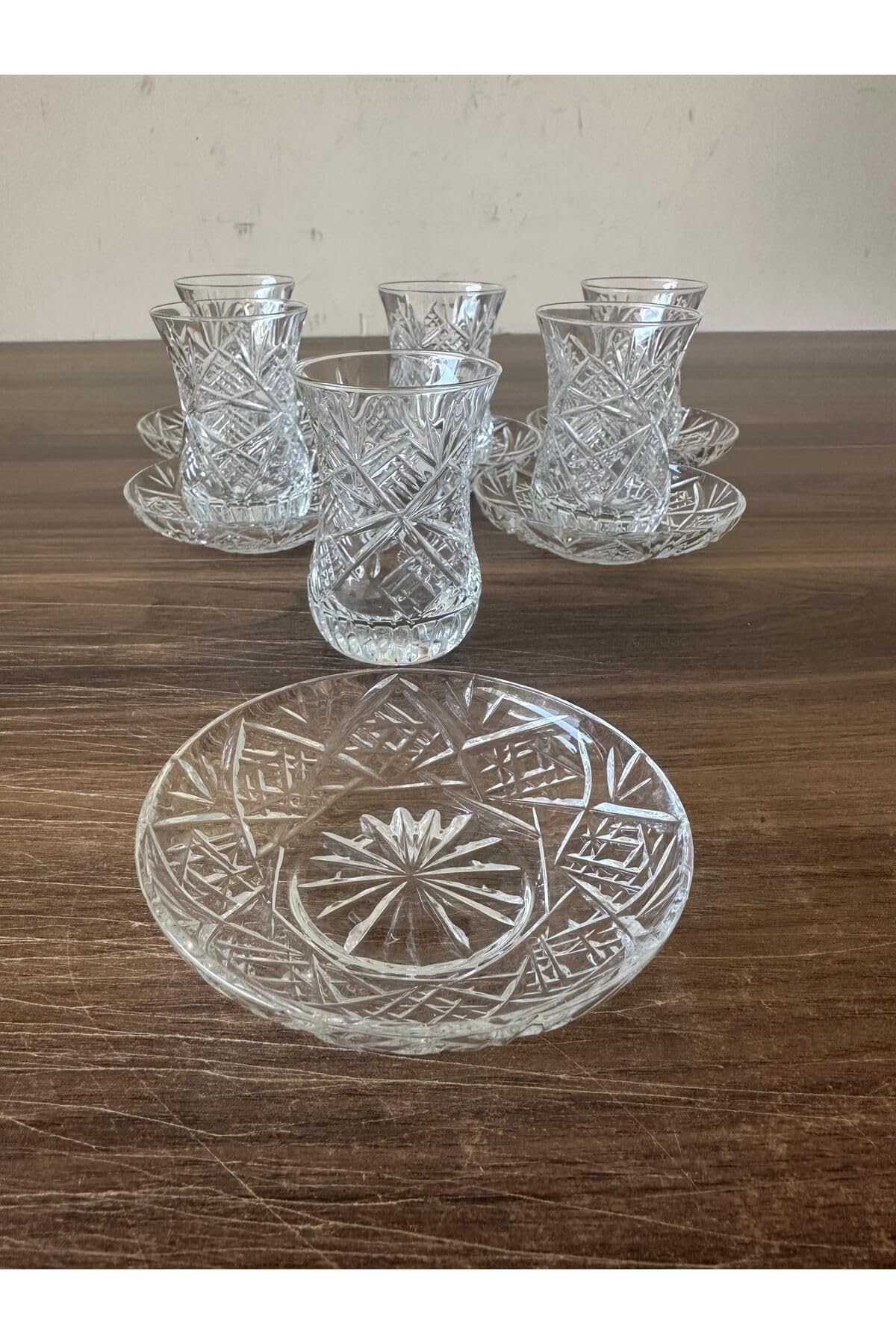 Pasabahce Göz Dekor Kesme Kristal Çay Bardağı Takımı Çay Seti 6 Kişilik 896656565632563563