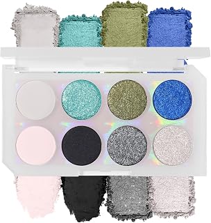 UCANBE 8 Colors Eyeshadow Makeup Palette, Vibrant Smokey Matte Metallic Shimmer Glitter Eye Shadow Pallet, High Pigmented Black Blue Silver Gold Make Up Kit for Daily and Parties