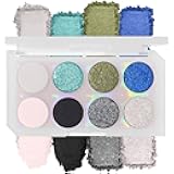 8 Colors Eyeshadow Makeup Palette, Vibrant Smokey Matte Metallic Shimmer Glitter Eye Shadow Pallet, High Pigmented Black Blue Silver Gold Make Up Kit for Daily and Parties