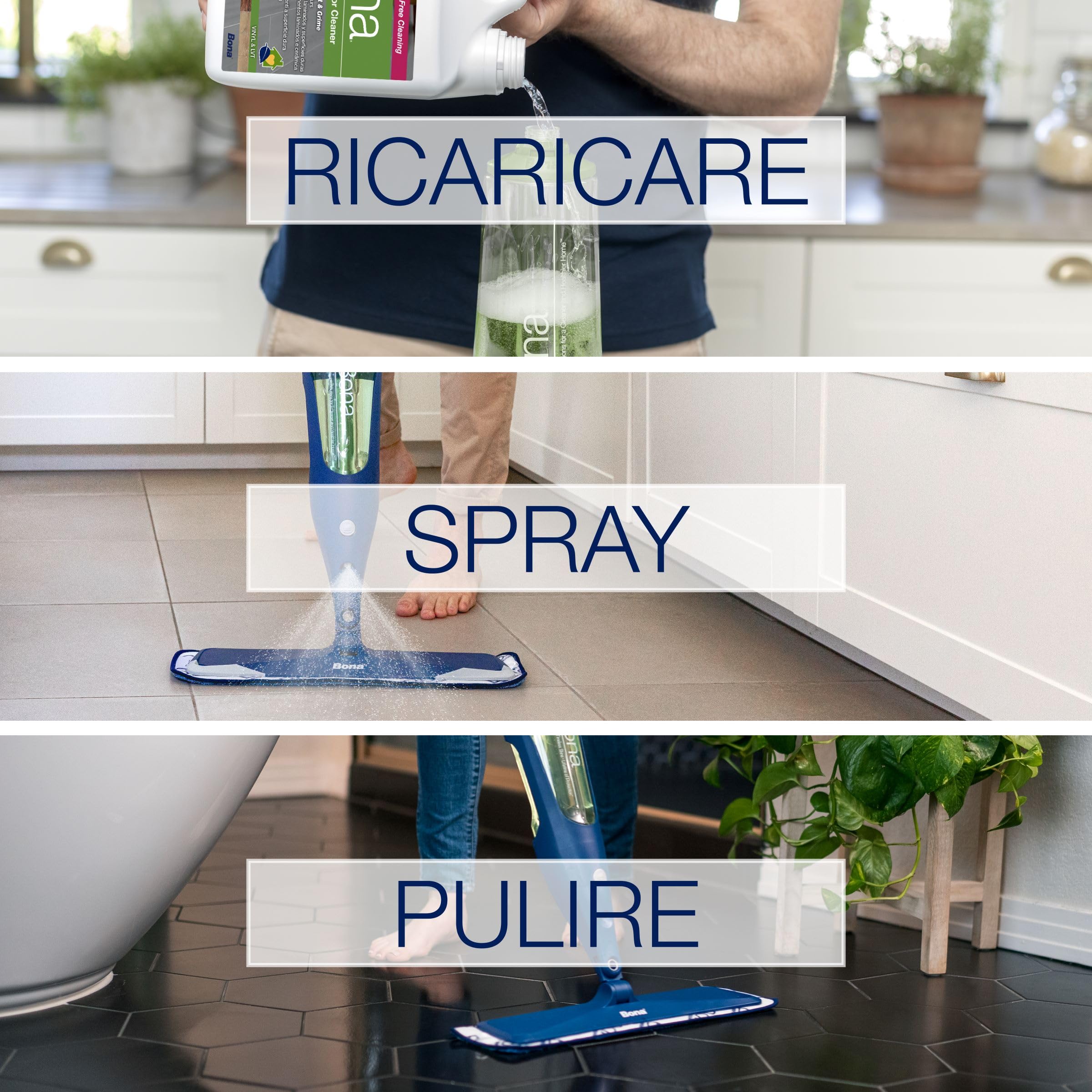 Bona detergente per pietra, piastrelle e laminato 4 L, floor cleaner detergente, detersivo, prodotto per laminato, cartiucca di ricarica, pulizia linoleum, pulifuga