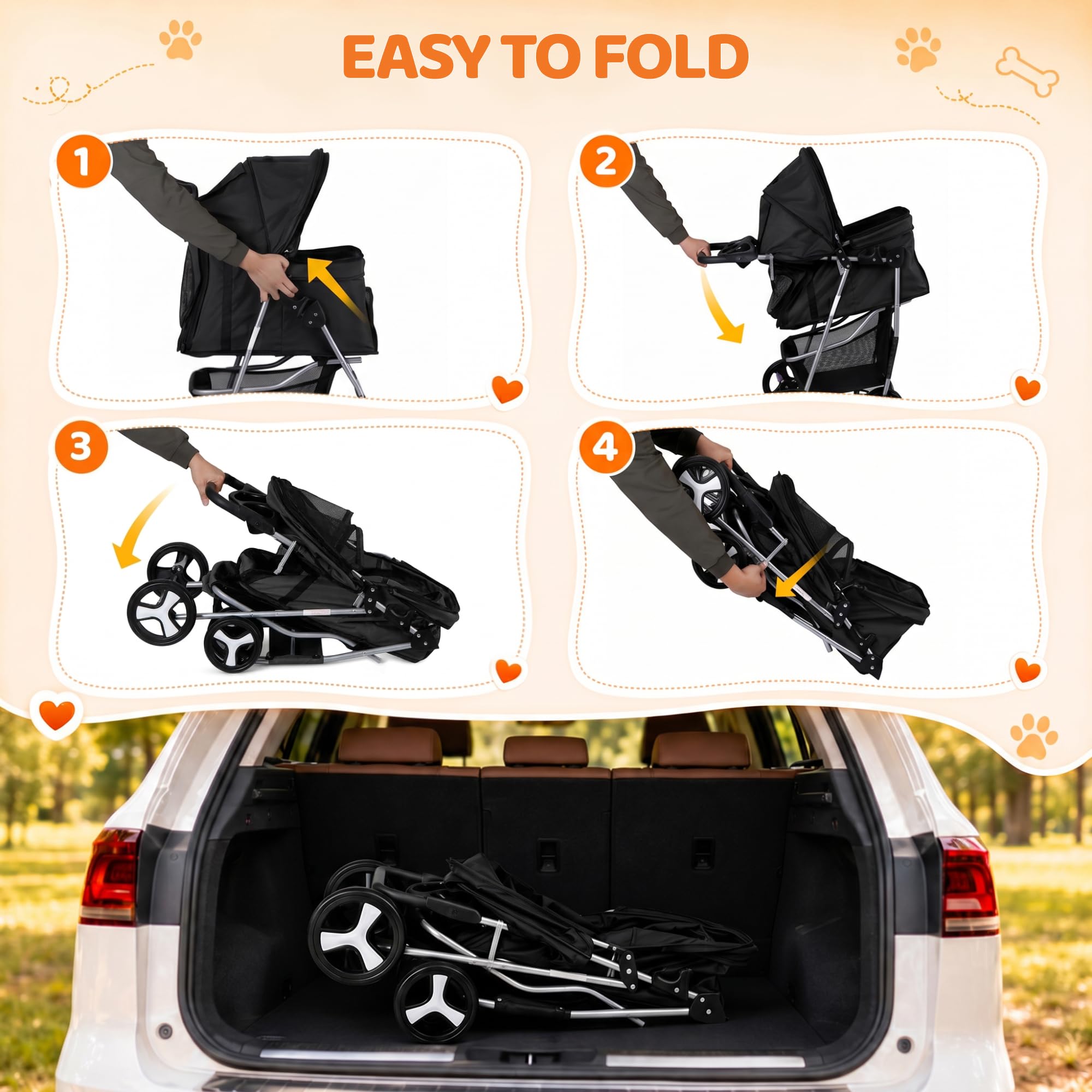 【新品未使用】ペットカート PET STROLLER 折りたたみ ペットバギー Amazon.co.jp: ZENY Foldable Pet Stroller Cat Dog ペットカート 多頭
