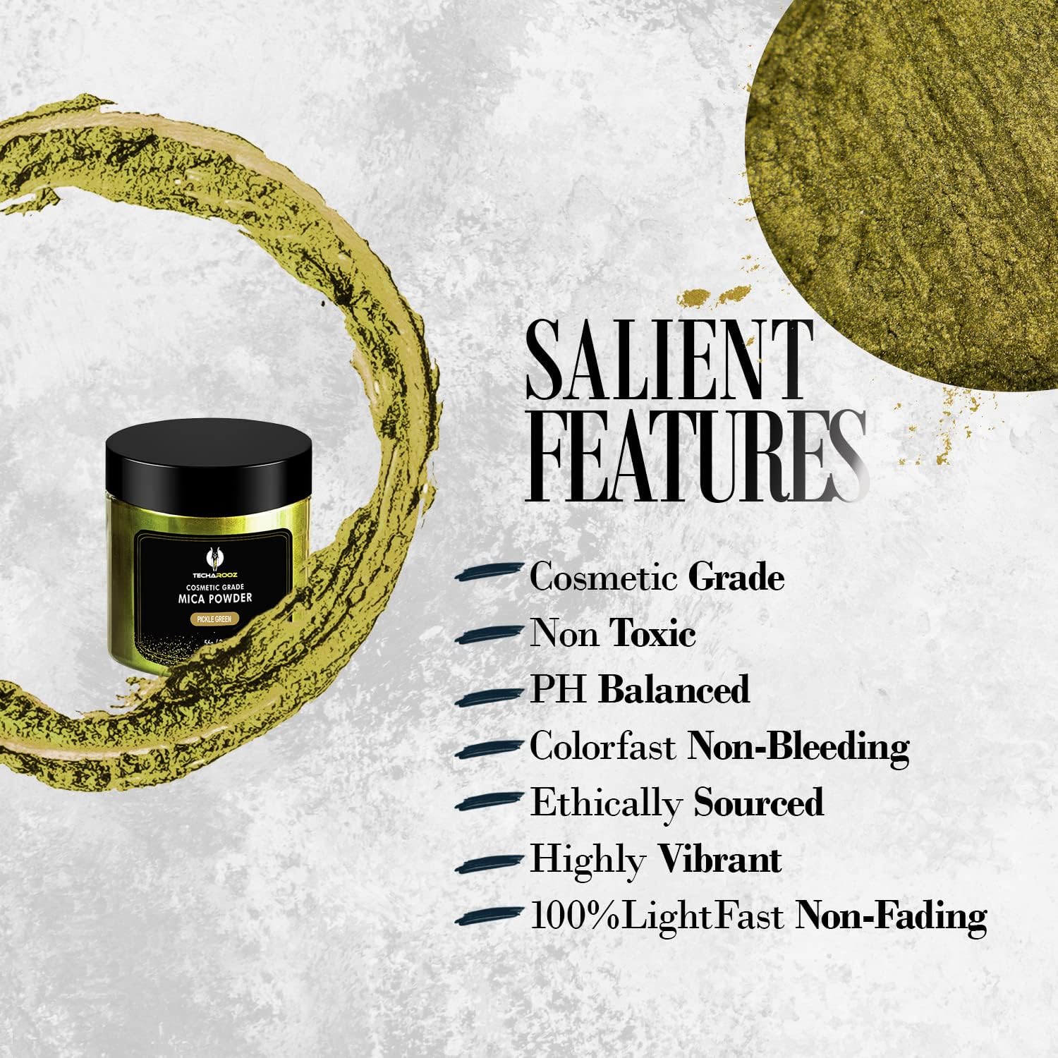 Pickle Green Mica Powder for Epoxy Resin 56g / 2oz. Jar - Techarooz 2 Tone Resin Dye Color Pigment Powder for Lip Gloss, Nails, Colorant for Slime Bath Bombs Soap Making & Polymer Clay - Image 3