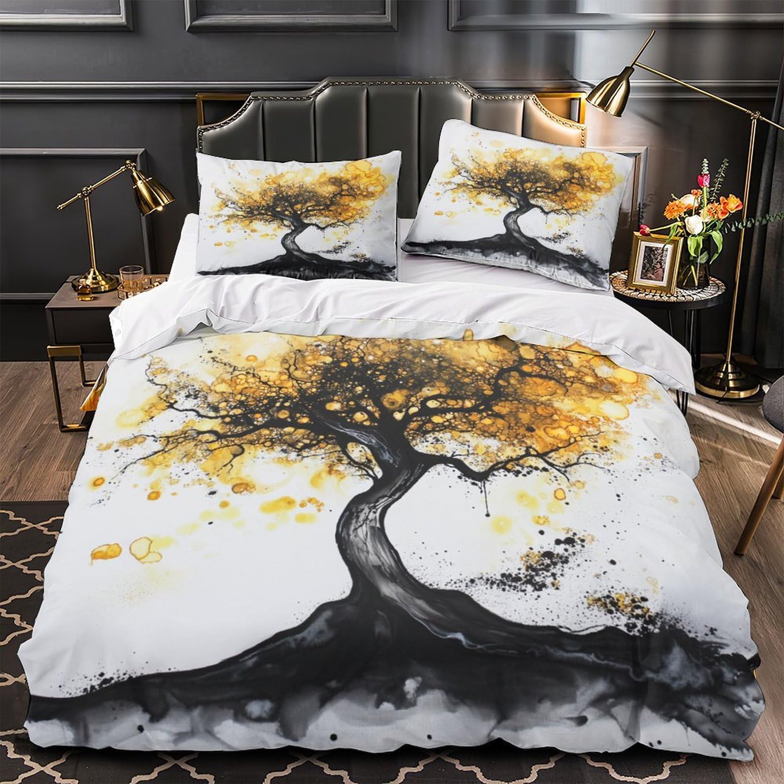 Housse de couette peinture abstraite encre pour chambre garçons et filles