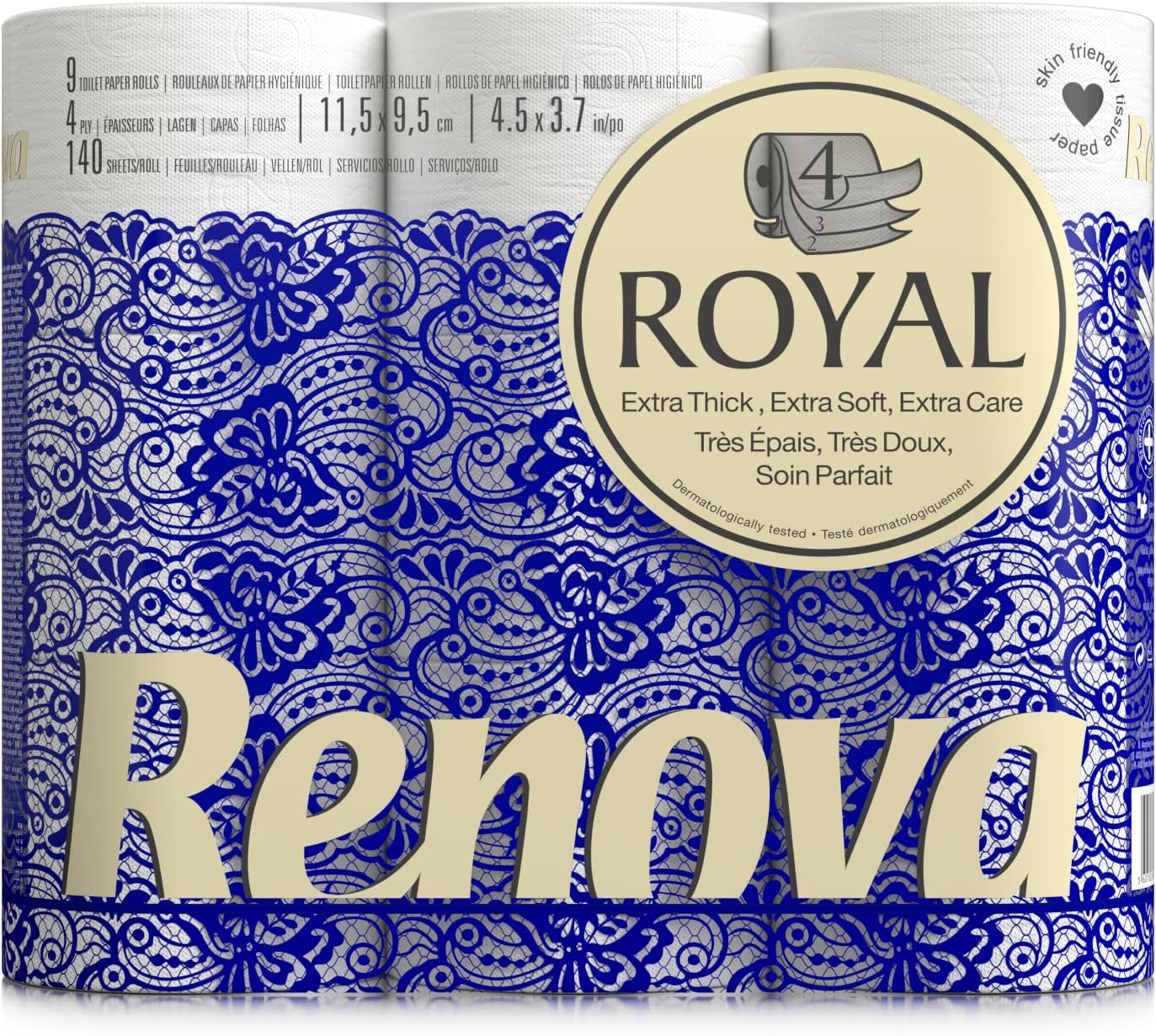 Royal 200045194 Toilet Paper, 9 Rolls, White, Regular