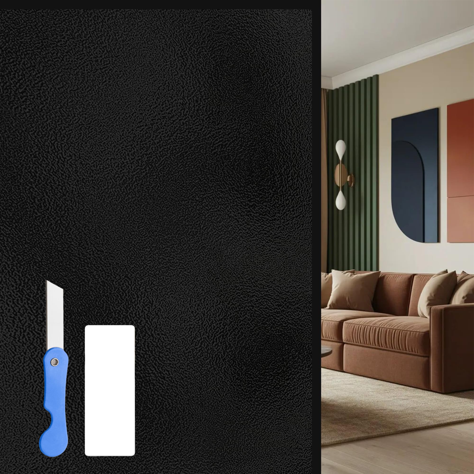 Film fenêtre opaque noir 100x210 store occultant vitrage maison bureau mat