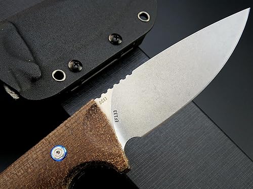 Miniatura 4 de Eafengrow EF133 Cuchillo de hoja fija, hoja de acero DC53, mango Micarta de espiga completa, compacta, resistente, EDC rectos, para trabajo al aire