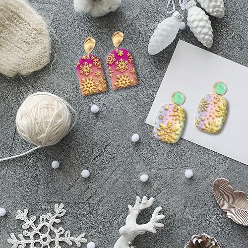 Miniatura 4 de CHGCRAFT Hojas de textura de arcilla polimérica de invierno, alfombrillas de textura de arcilla de goma, herramientas de textura de arcilla