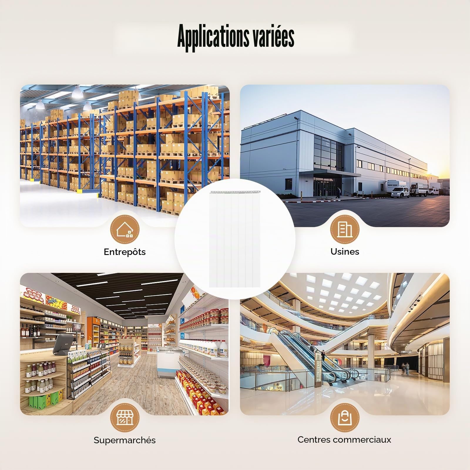 Kit complet de rideau à lamelles en PVC transparent - Hauteur 2 m x largeur 1,05 m - Rideau industriel à lamelles en PVC transparent - Pour portes piétonnes, chambres froides, écurie