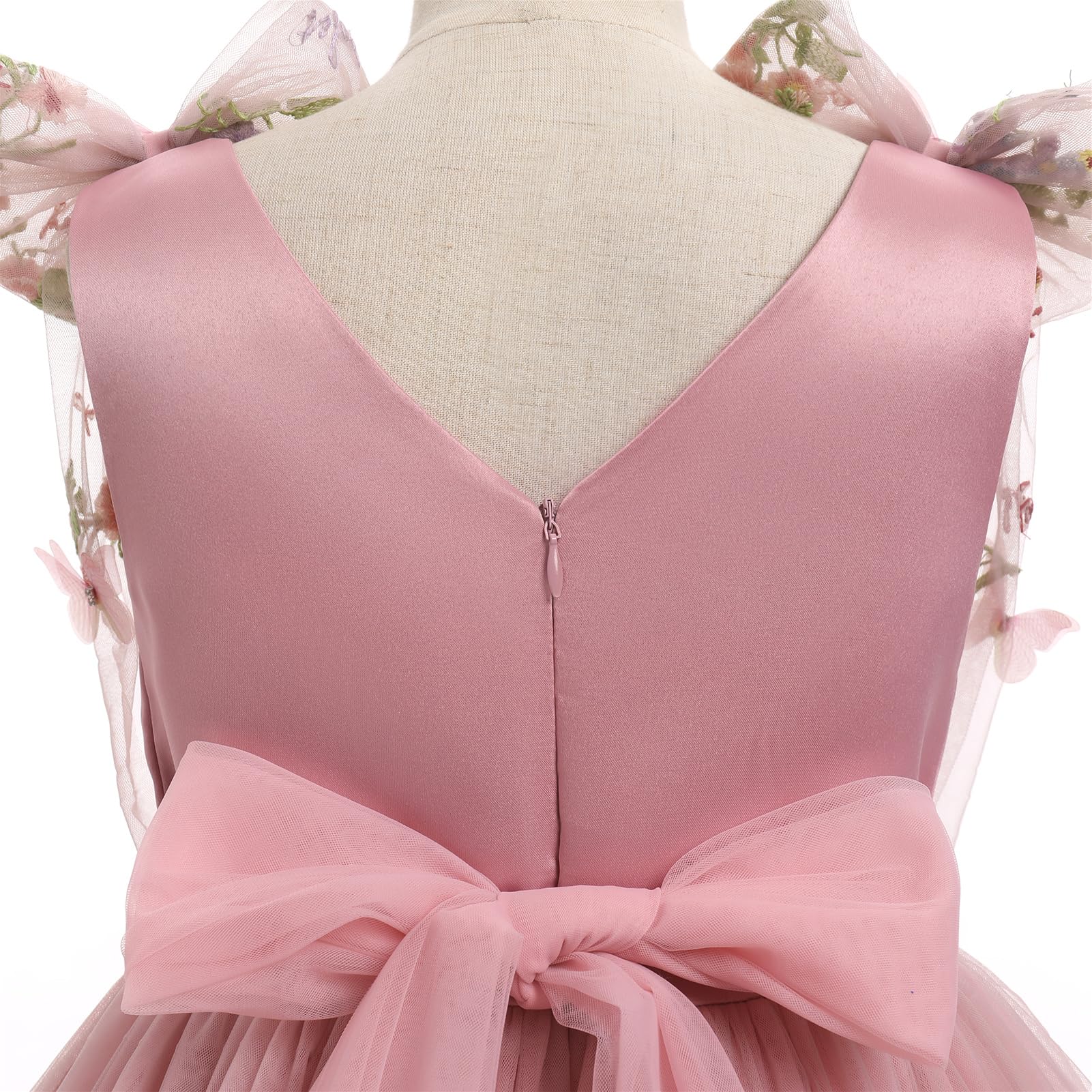 IMEKIS Vestido de mariposa para niñas pequeñas, lentejuelas brillantes, tul, boda, formal, cumpleaños, 2-10T
