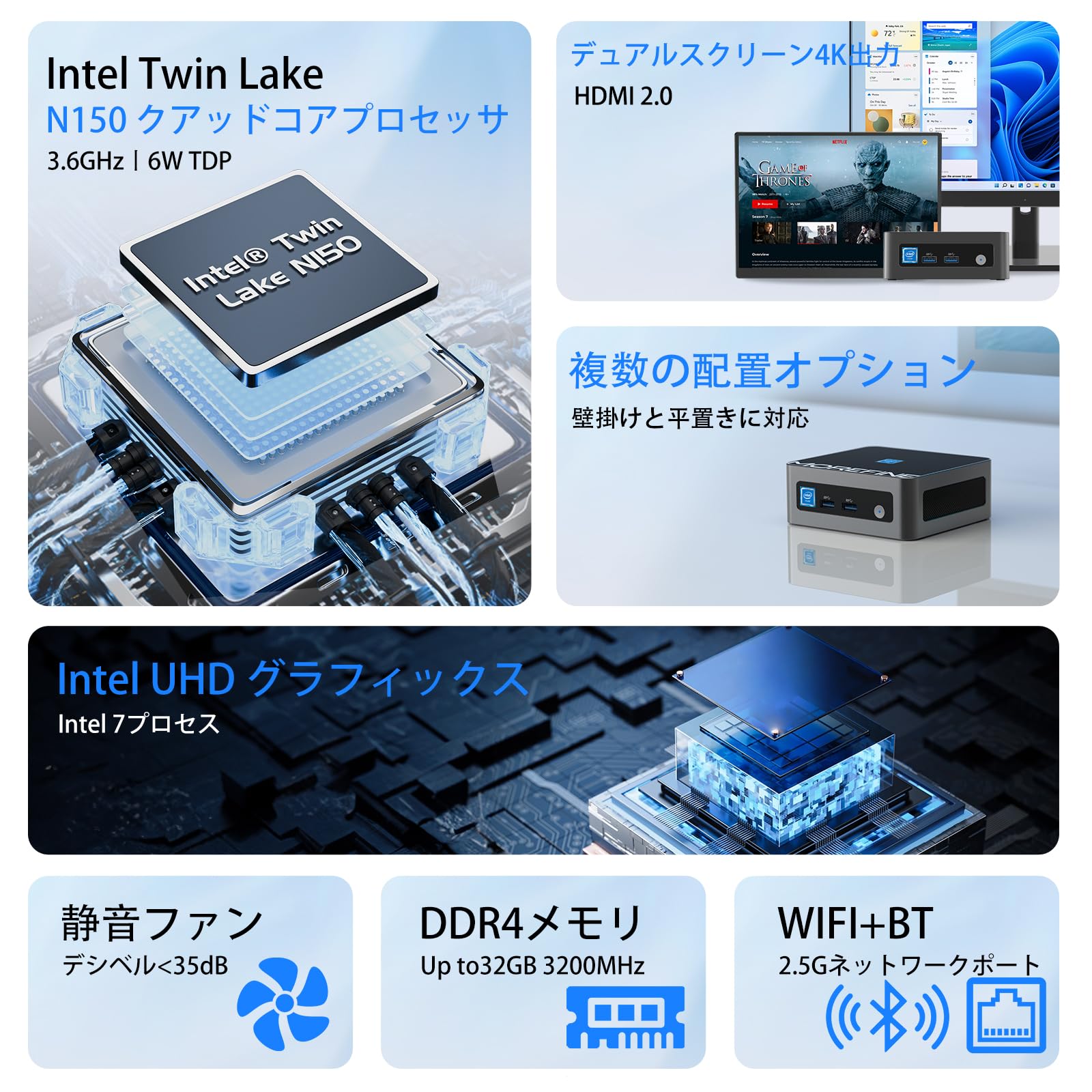 Amazon.co.jp: MOREFINE ミニPC N150 8GB DDR4 256GB SSD mini pc