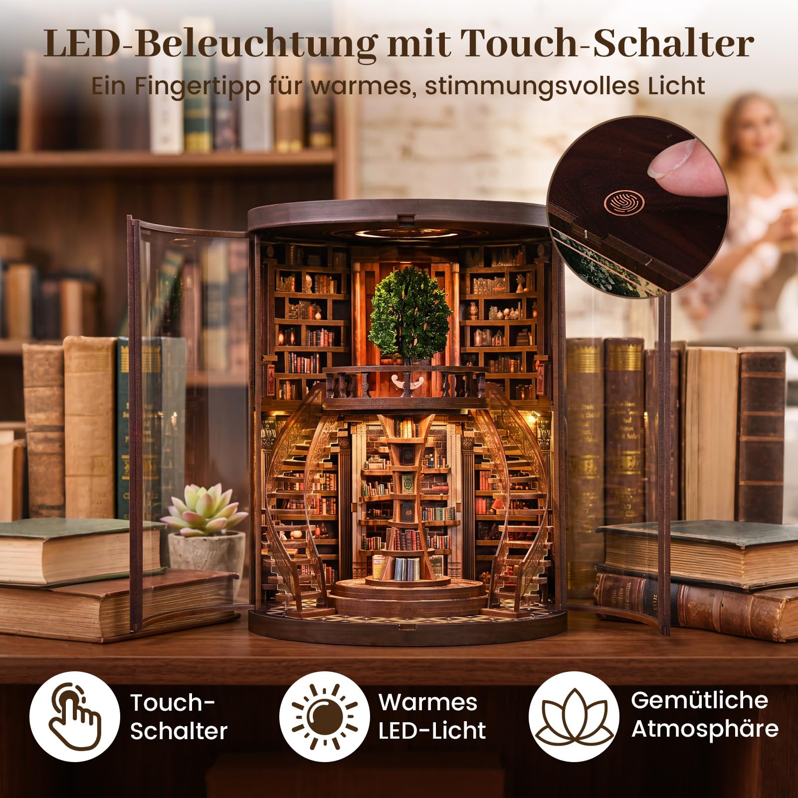 Kit Book Nook, 3D Puzzle en Bois & Serre-Livres