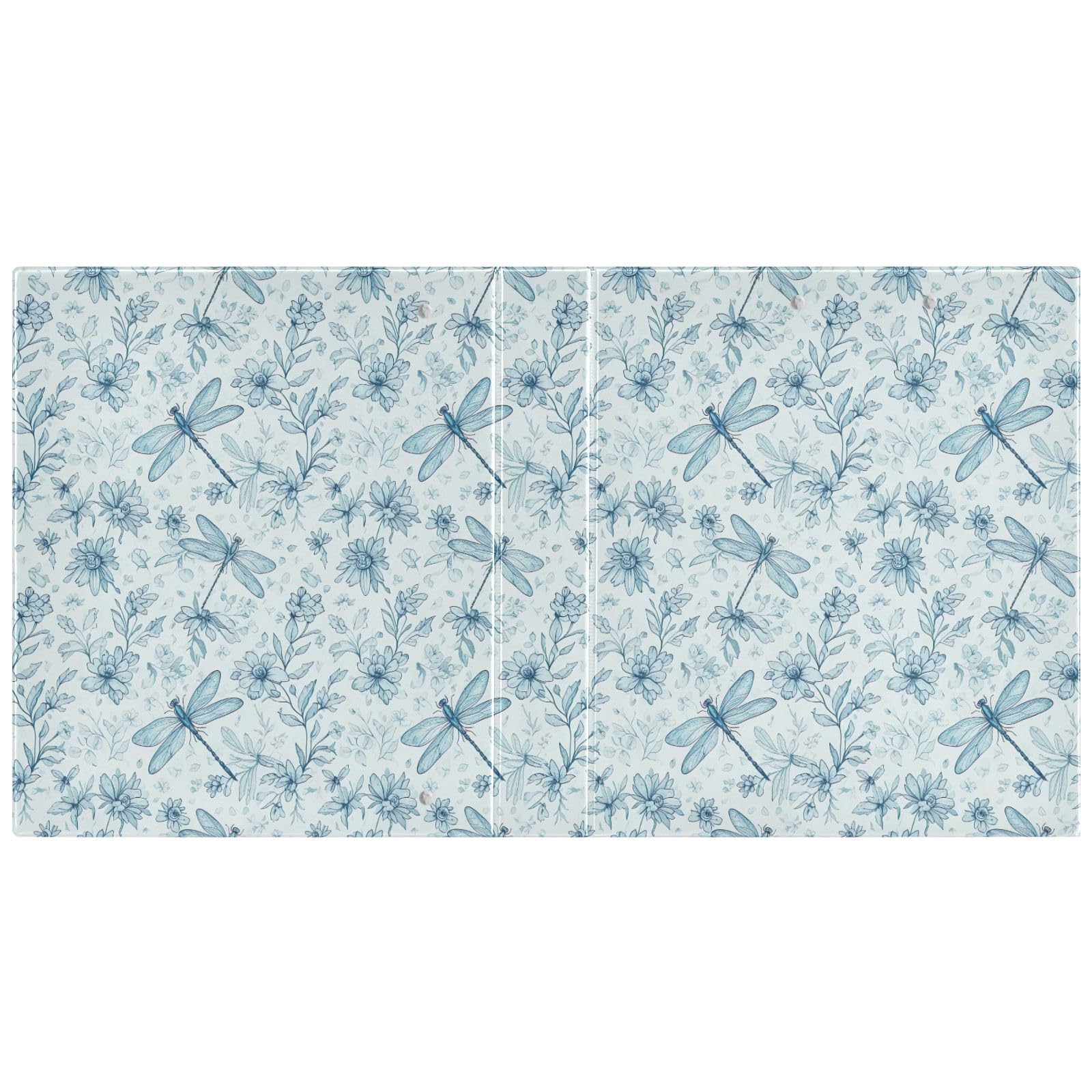 Raccoglitore a 3 anelli blu con motivo libellule e fiori, 3,8 cm, con portablocco a D e 3 raccoglitori per scuola, università, ufficio (confezione da 2)