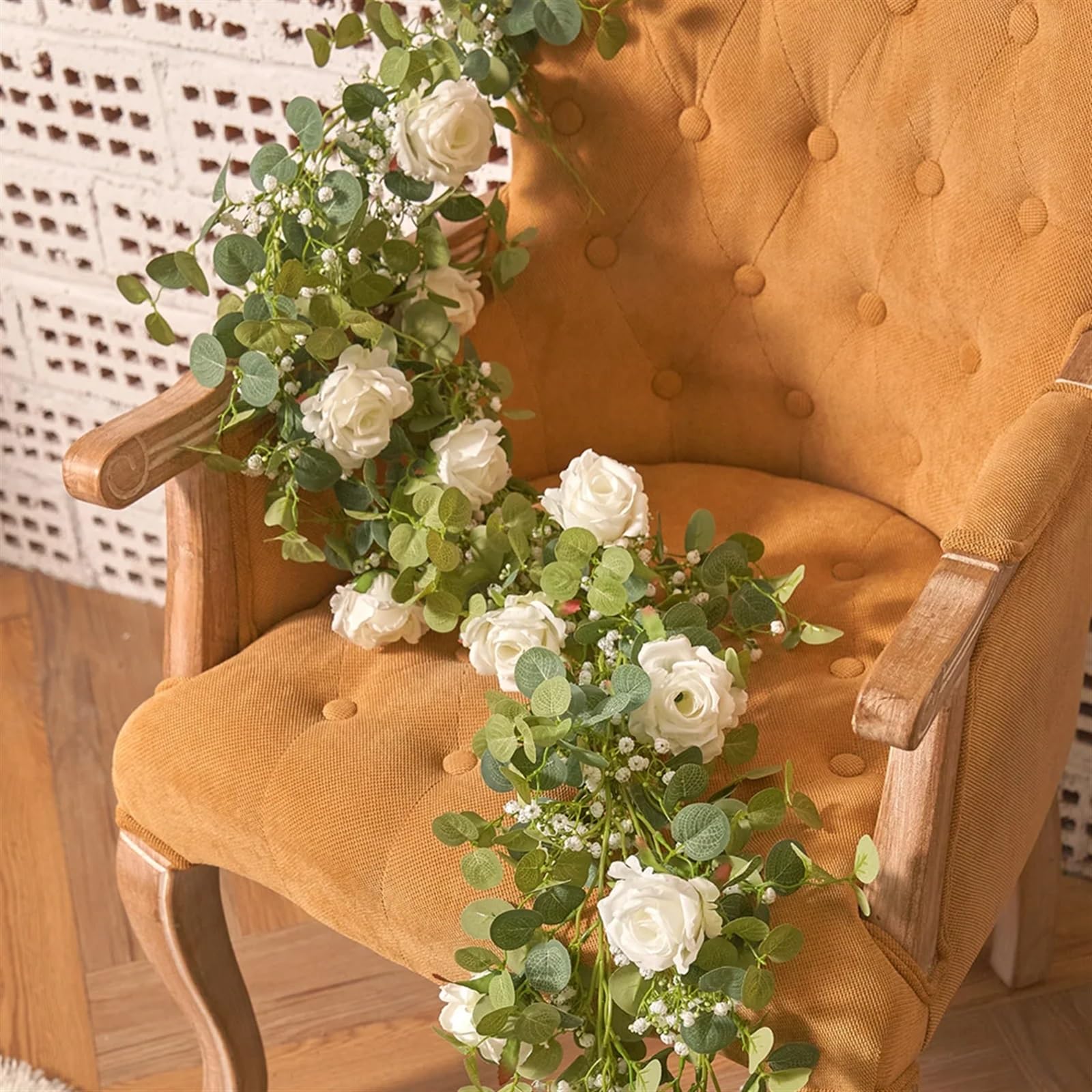 Künstliche Blumenranken Künstliche Blumen, Seidenrosen, Gypsophila-Girlande, gefälschte Ranken, Hängepflanzen for Hochzeit, Zuhause, Party, Basteldekoration Zur Dekoration(Style 04 zangzangse)