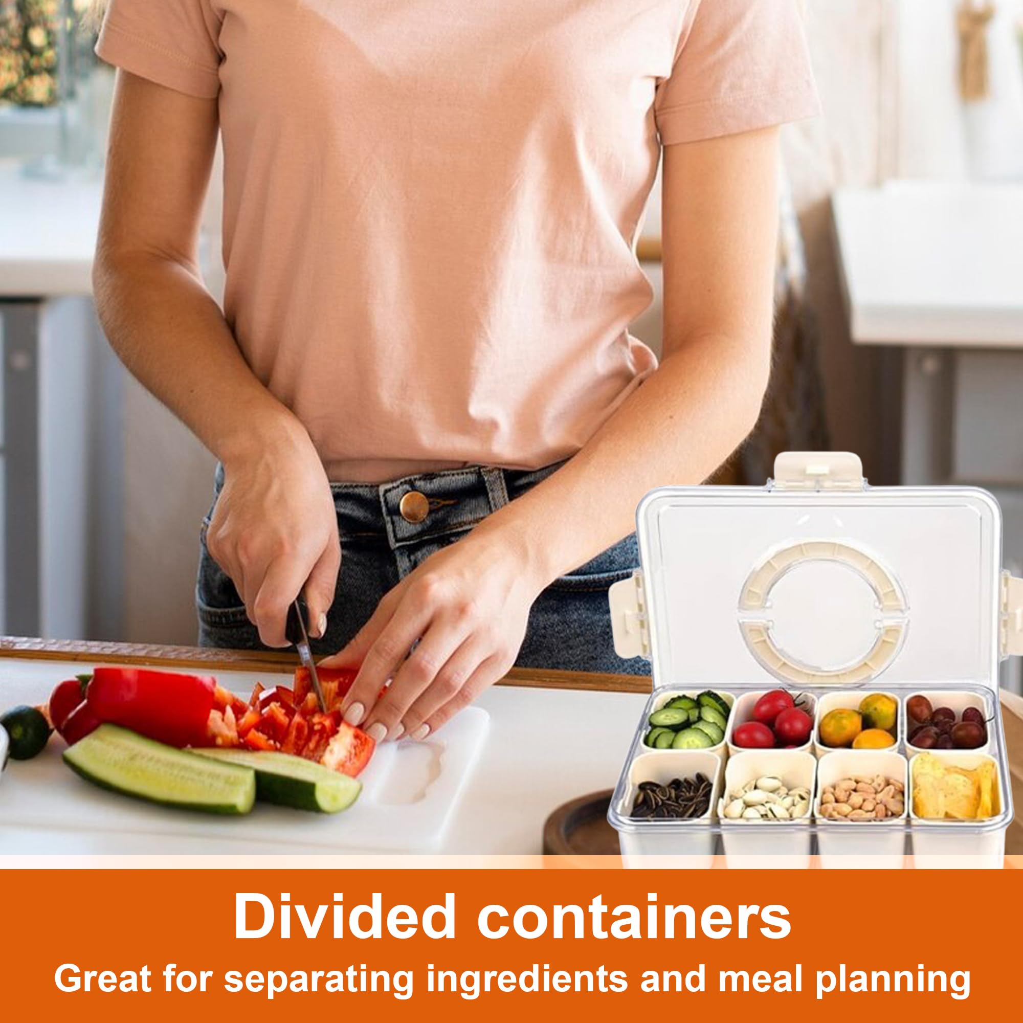 Paquete De 2 Cajas De Aperitivos – Bandeja De Servir Dividida