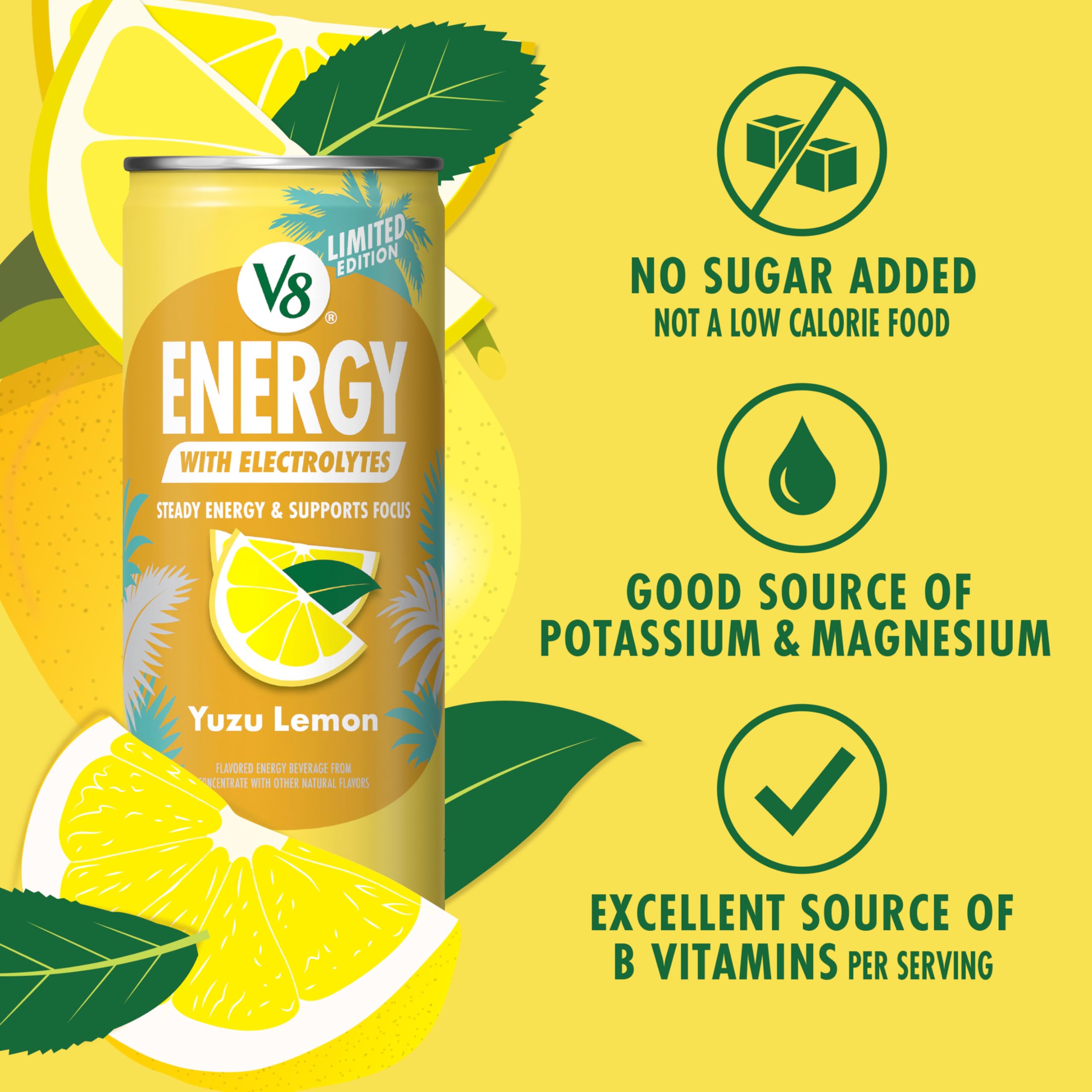★lemon.★ Amazon.com : V8 Energy Yuzu Lemon Energy Drink, 8 fl oz Can, 6