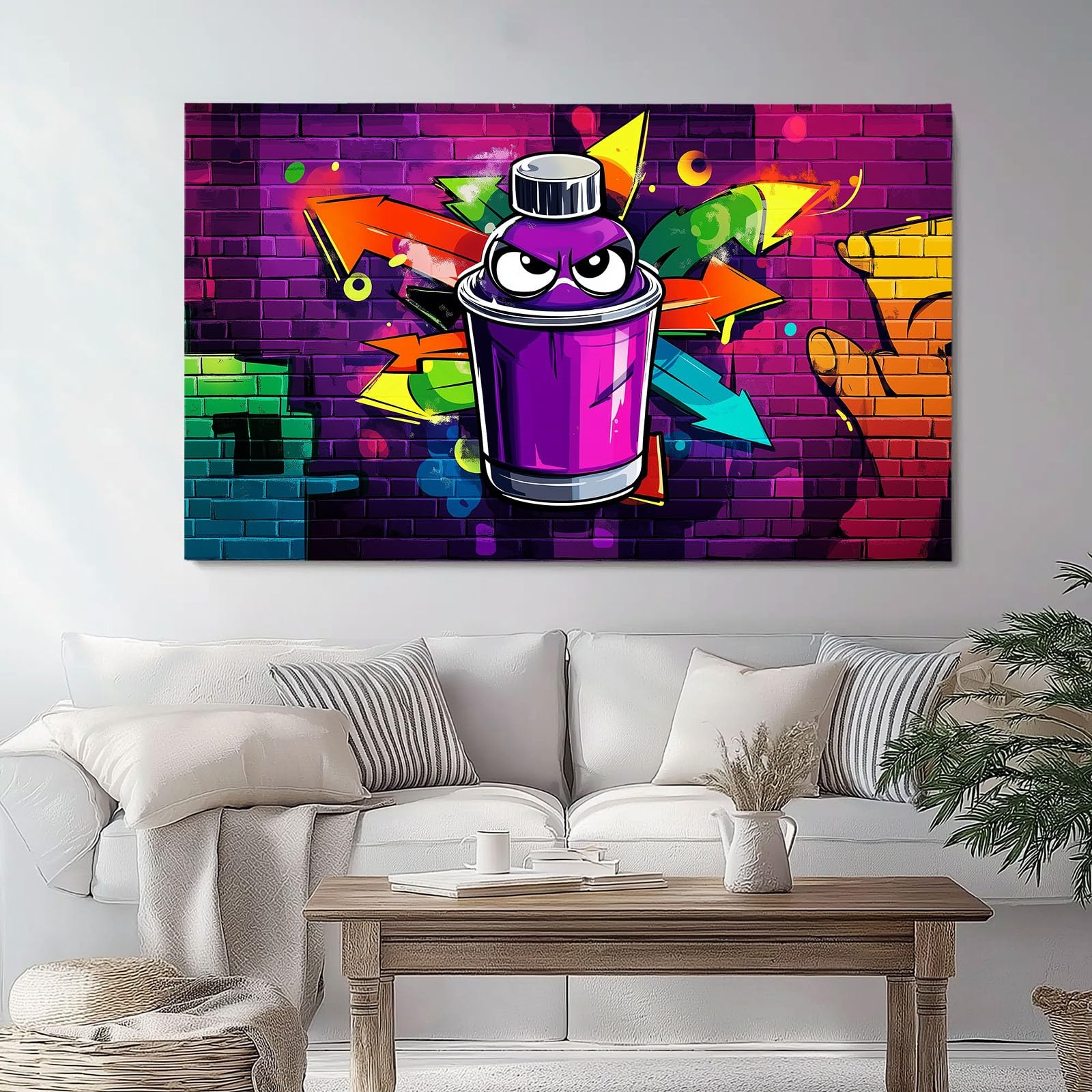 Fumetto Graffiti Stampe Su Tela Viola Quadro Moderno Soggiorno Decorazioni Camera Da Letto Bagno Cucina Ufficio Sala Da Pranzo Bar 100 x 70 cm Senza Cornice