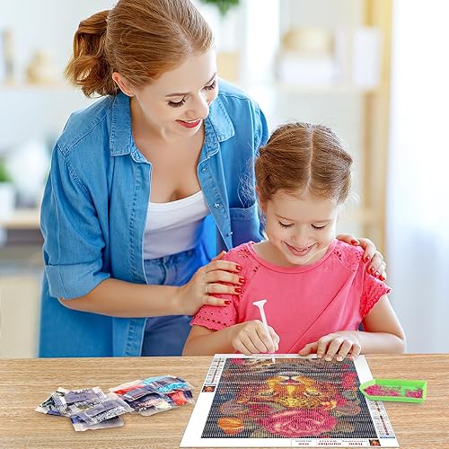 Miniatura 5 de EOBROMD Kits de pintura de diamante de leopardo para adultos, kits de pintura de diamantes 5D de animales para niños principiantes, pintura de