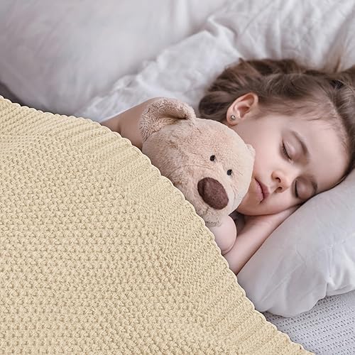 Miniatura 6 de Manta de punto trenzado beige para sofá, manta de punto trenzado suave y acogedora para cama, sofá, sala de estar, ligera y cálida, manta decorativa
