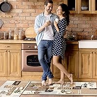 Vista 2 de comfoyar Juego de 2 tapetes de cocina de café, antideslizantes, impermeables, juego de tapetes de cocina acolchados para suelo de cocina, fregadero