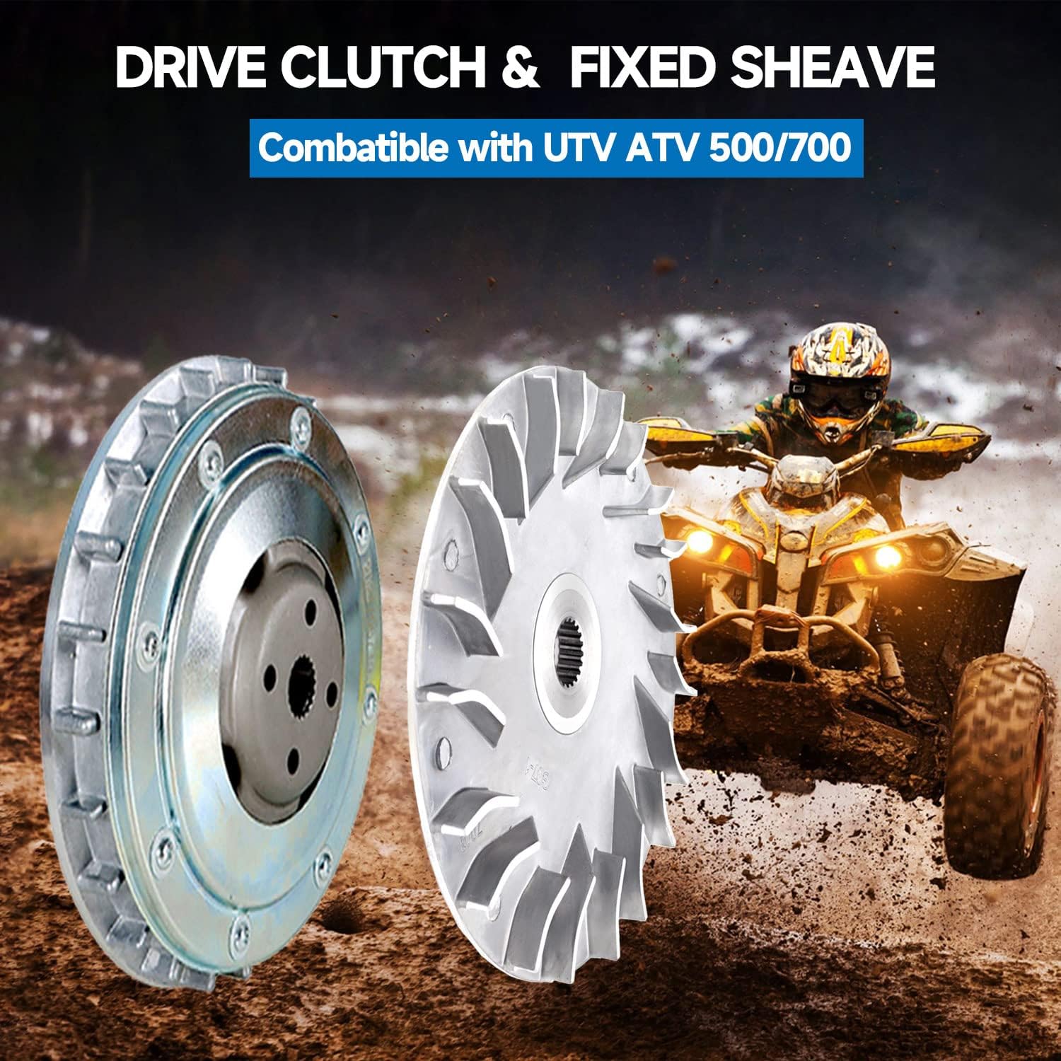 Primary Drive Clutch with Fixed Sheave Plate Assembly for Hisun 500 700 ATV UTV, for Menards Yardsport YS500, YS700, Massimo, Supermach, Bennche Bighorn, Qlink Front Runner