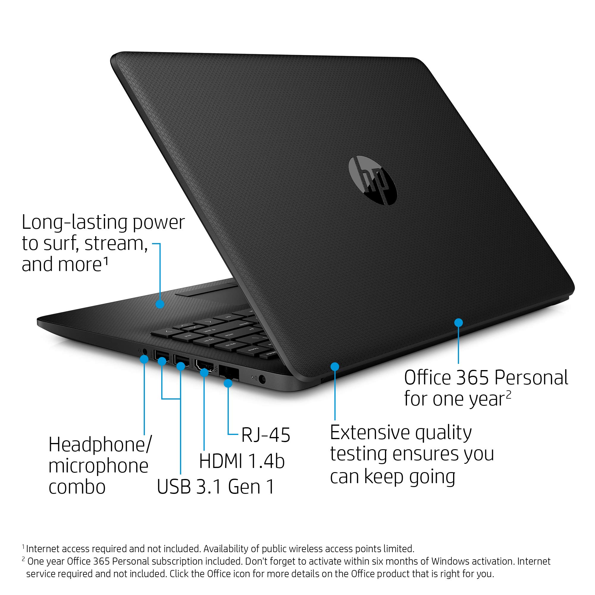 HP 14-Inch Laptop, AMD A4-9125 Processor, 4 GB SDRAM, 32 GB eMMC
