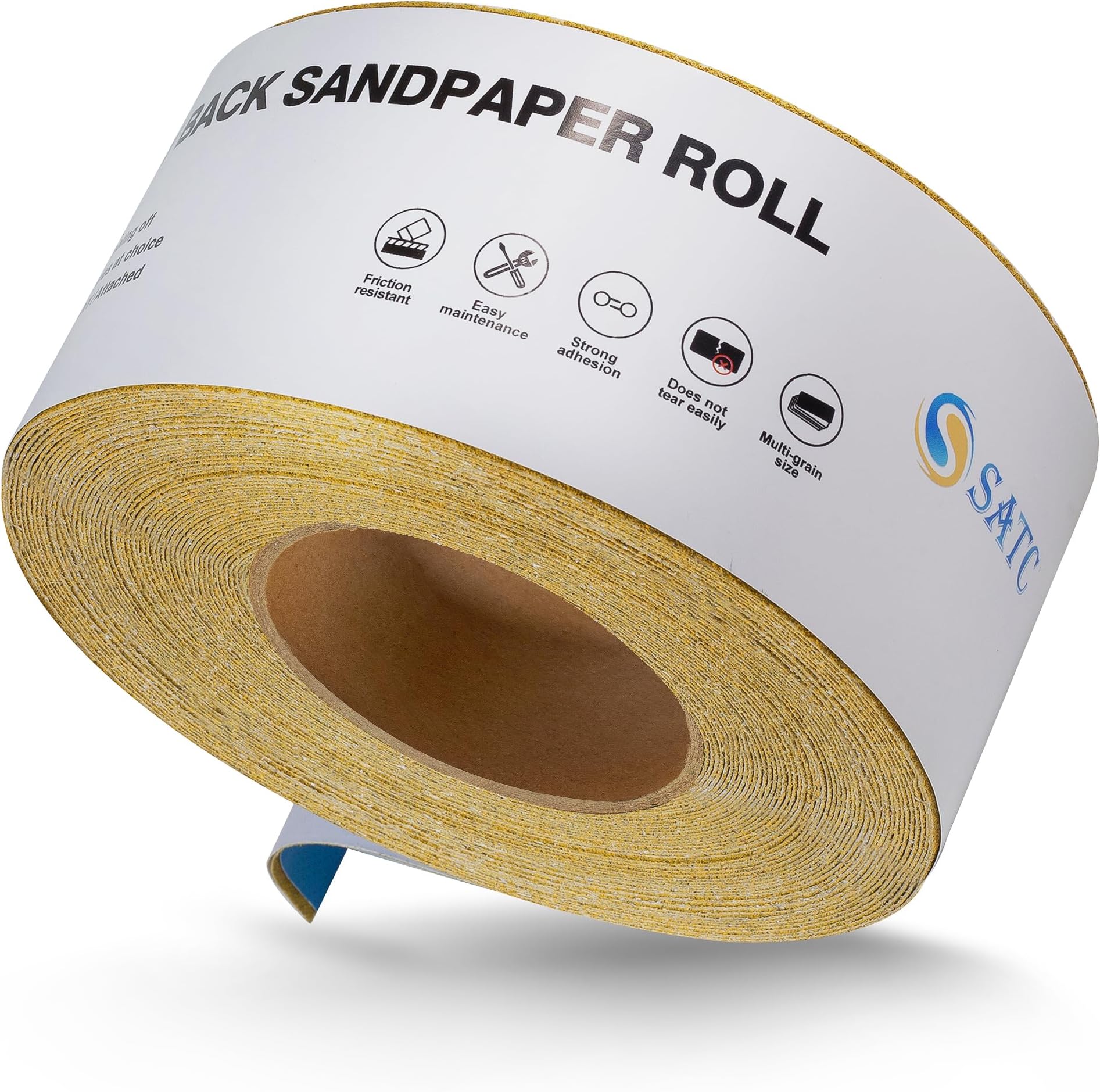 S SATC 100 Grit PSA Longboard Sandpaper 20 Yard Long Continuous Roll, 2-3/4" Wide Self Adhesive Stickyback Sanding Sheets for Automotive, Hand Sanding Blocks,Woodworking, Metal, Plastic