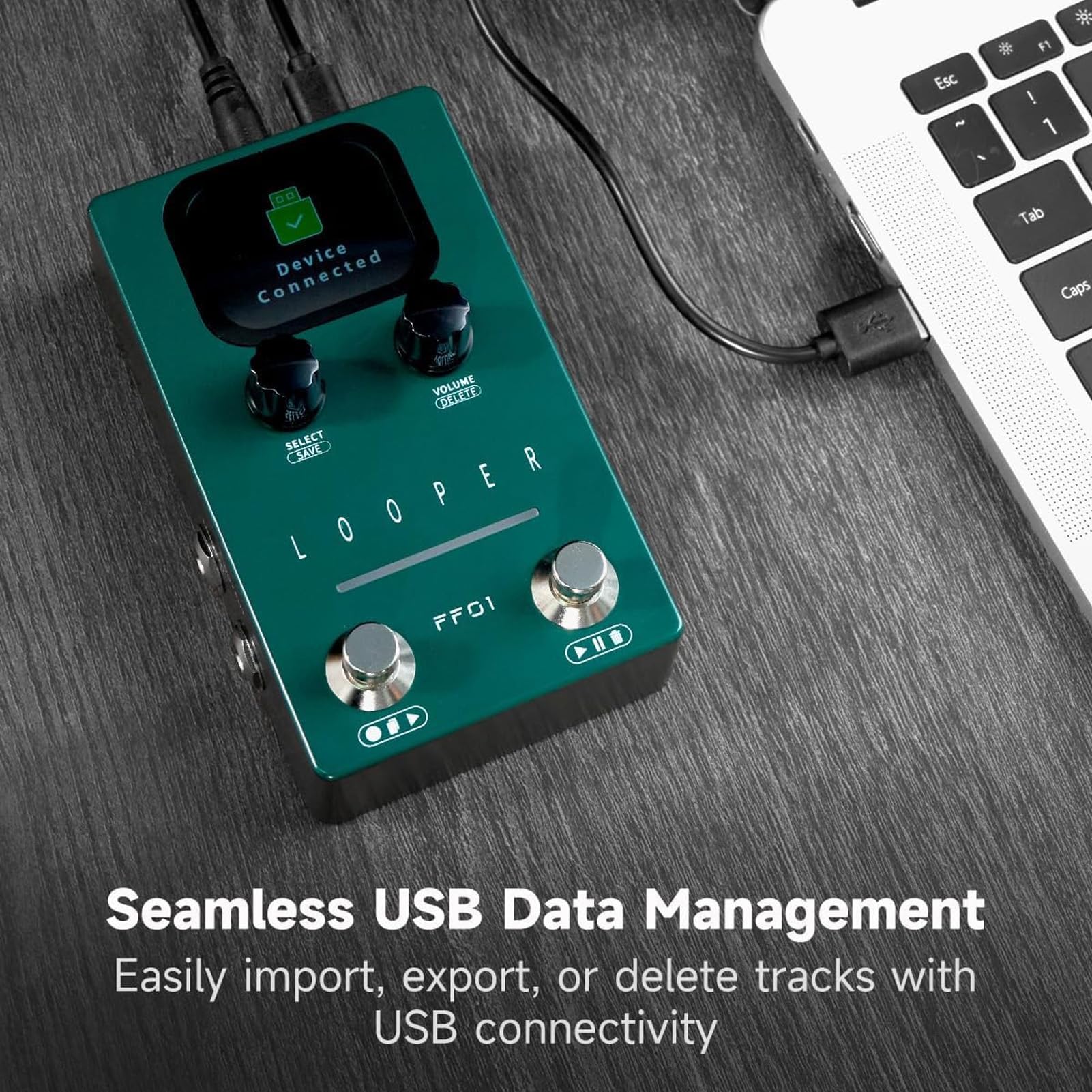 Pedal de Looper de Guitarra, Pedal de Bucle Estéreo con Gestión de Datos USB de Pantalla y Desvanecimiento para Guitarra Eléctrica y bajo (Enchufe de la UE)